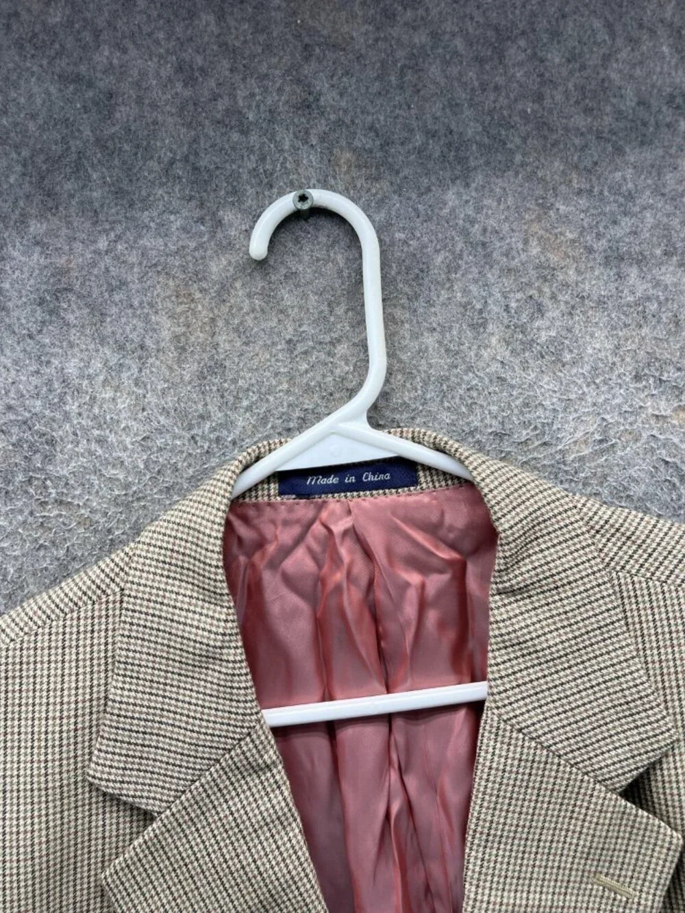 Alan Flusser Blazer Mens 44R Beige Check Wool Sport Coat Jacket Business Casual